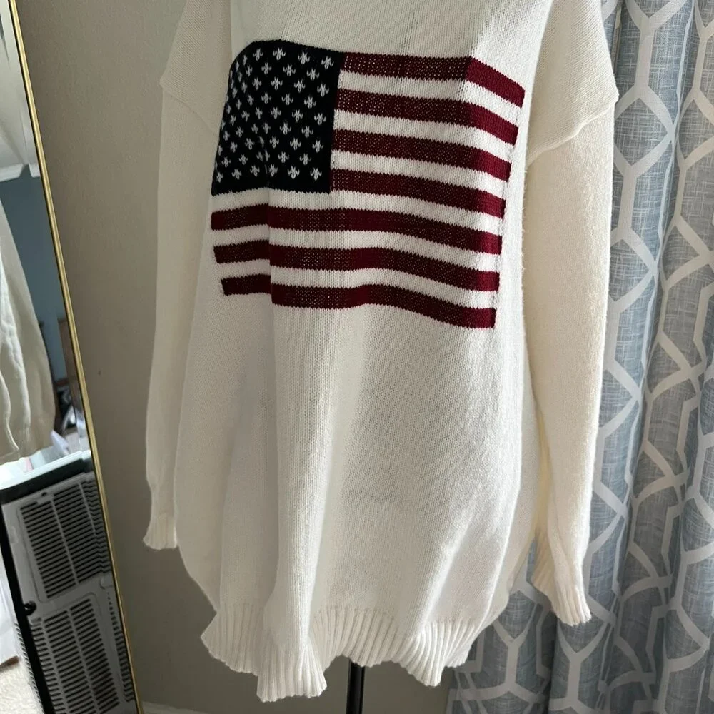 Flag Pattern Ribbed Trim Sweater - Picture 3 of 3